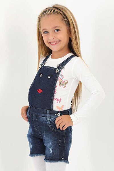 zepkids Face Embroidered Navy Blue Color Girl's Slippers