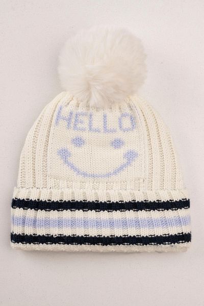 zepkids Hello Written White Color Eșarfă Set Beanie