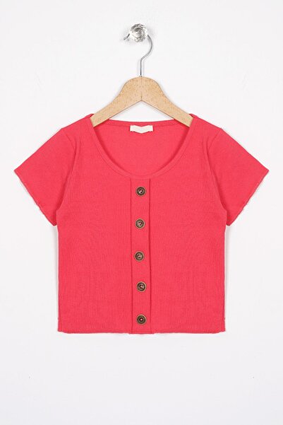 zepkids okrugla kragna Majica kratkih rukava Rebrasto Roze boje za devojčice