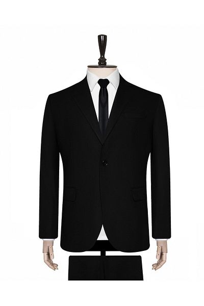 SÜVARİ Cavalry Loose Cut 6 Drop Black Plain Suit