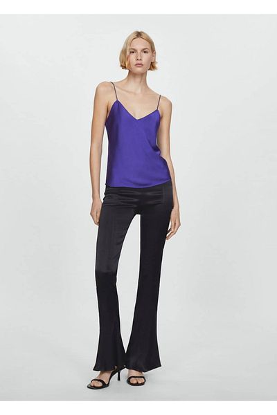 MANGO Woman Pleated Lace Blouse