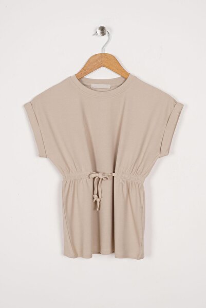 zepkids Crew Neck Beige Color Girl's Thai Suit