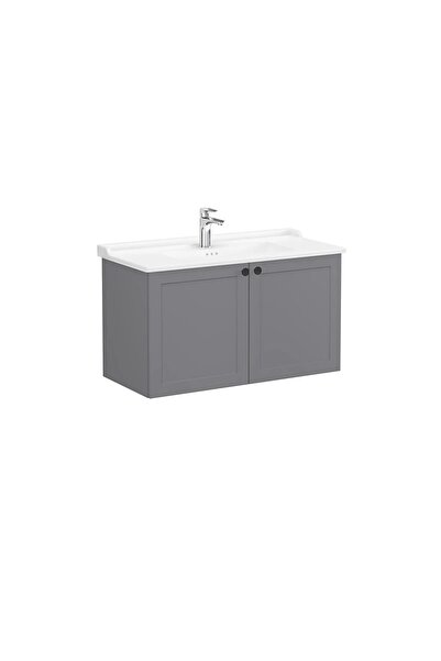 VitrA 68745 Vitra Root Classic Kapaklı Lavabo Dolabı, 100 cm, Mat Gri (Klasik...