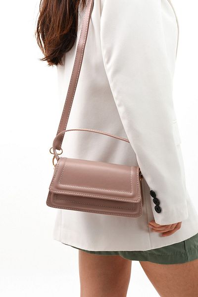 NBİBAGS Moi Pudra Women's Stylish Design Snap Fastener Adjustable Strap Hand, Arm and Shoulder Bag L:10 E:21 W:7 cm