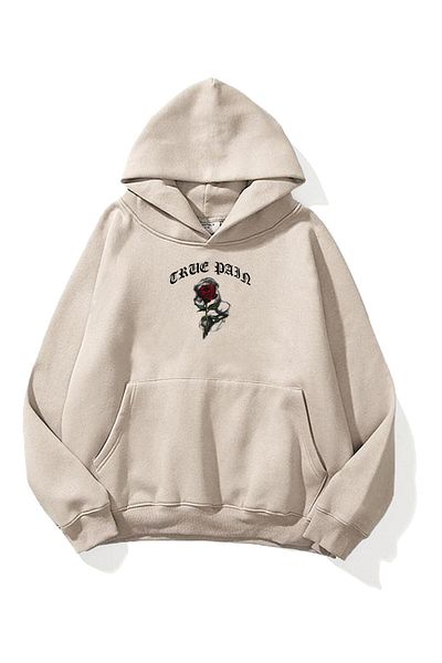 Trendiz Unisex True Pain Sweatshirt Hoodie Stone
