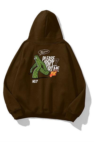 Trendiz Φούτερ με κουκούλα με κουκούλα Unisex Brown Please Dont Hurt Me
