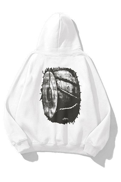 Trendiz Unisex Utopia Wheel Travis Scott Φούτερ με κουκούλα Λευκό