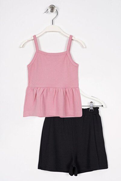 zepkids Dried Rose Color Sorted Button Detailed Set for Girl