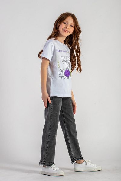 zepkids Tricou alb imprimat Just Be Cool pentru fetiță