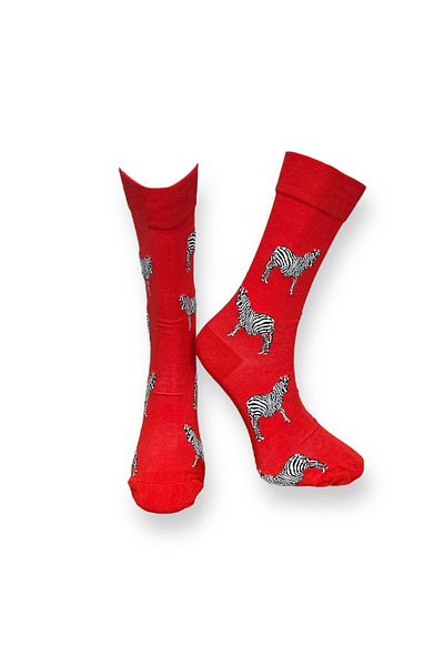 Mevo Set of 2 Unisex Red Blue Animal Patterned Flexible Cotton SocKs