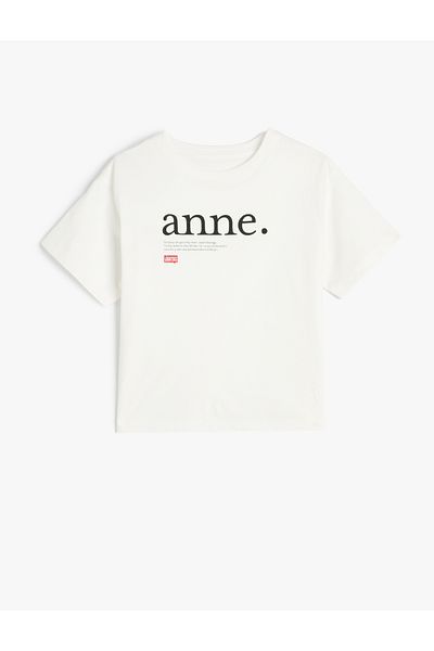 Koton / T-Shirt für Mädchen, Lûgat365 Mother, bedruckt, kurzärmlig, Rundhalsausschnitt, Baumwolle