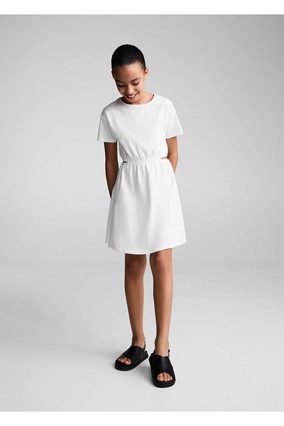 MANGO Kids Κεντητό φόρεμα με λεπτομέρεια με σκίσιμο