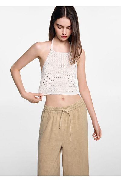 Mango Teen Βαμβακερό παντελόνι palazzo