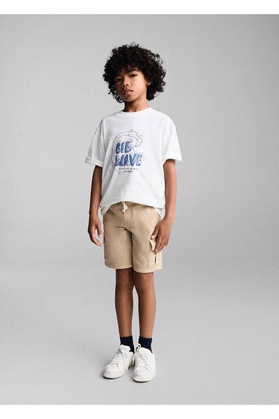 MANGO Kids Μπλουζάκι με μοτίβο βαμβακερό μήνυμα