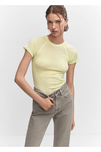 MANGO Woman Stitching detailed T-shirt