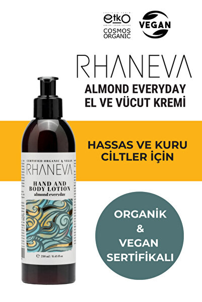 RHANEVA Almond Everyday, Kuru ve Hassas Ciltler için El ve Vücut Losyonu, Org...