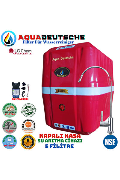 AQUA DEUTSCHE PREMIUM KIRMIZI BEYAZ 8 LT POMPALI GÜMÜŞ İYON TATLANDIRICILI SU...