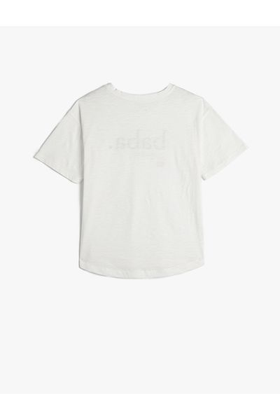 Koton T-Shirt Lûgat365 Baba με κοντό μανίκι, βαμβακερή λαιμόκοψη