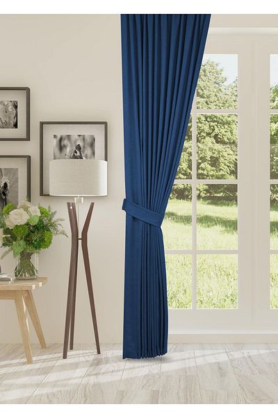 cheap's home Navy Blue Velvet Sparse - Honeycomb Texture, Pleated Background Curtain (1 x 2)