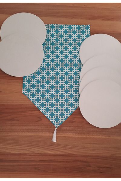 Papuli Set of 6 Patterned Runner and Upholstery Fabric Plates