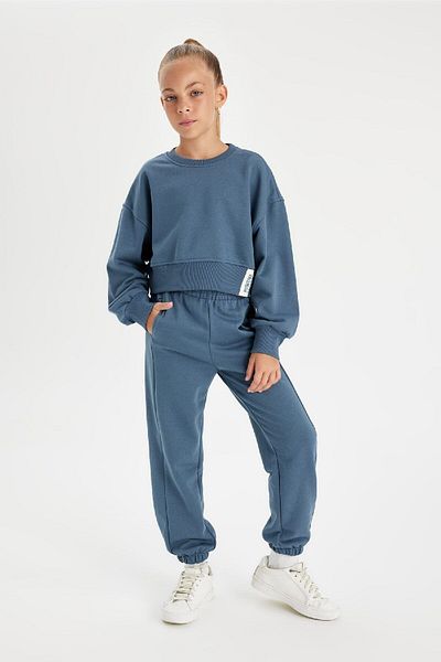 DeFacto Φούτερ για κορίτσια με λαιμόκοψη και Jogger Sweatpants - Σετ 2 τεμαχίων ελαστική μέση C8294a824au