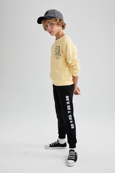 DeFacto Χοντρό και εμπριμέ αγορίστικο φούτερ - Crew Neck B2284a823wn