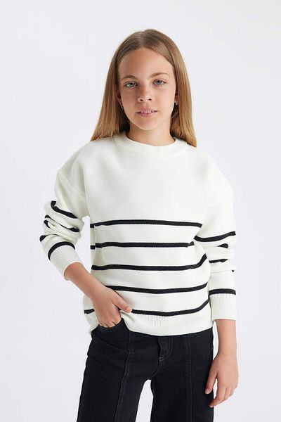 DeFacto Girl's Striped Crew Neck Knitwear Sweater Z0194A623Au