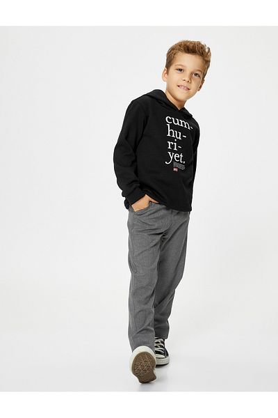 Koton Hooded Sweatshirt Cumhuriyet Lûgat365 Licensed Long Sleeve Raised