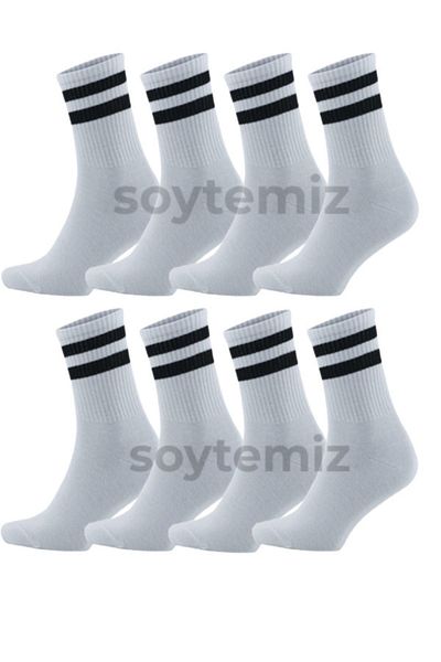 SOYTEMİZ Ριγέ Κολλεγιακές Κάλτσες 8 Ζευγών Λευκό Unisex