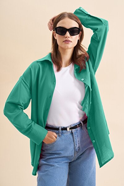 EBU Prive Зелена сорочка Oversize для жінок - органічна бавовна Benetton