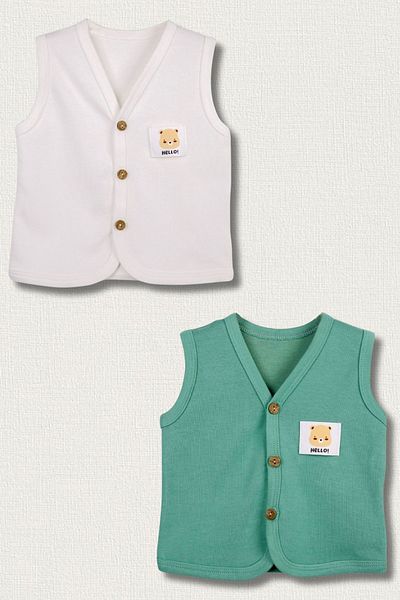Beniizle Set of 2 Baby Vest - 100% Organic Cotton, Soft Texture, Unisex Seasonal Vest
