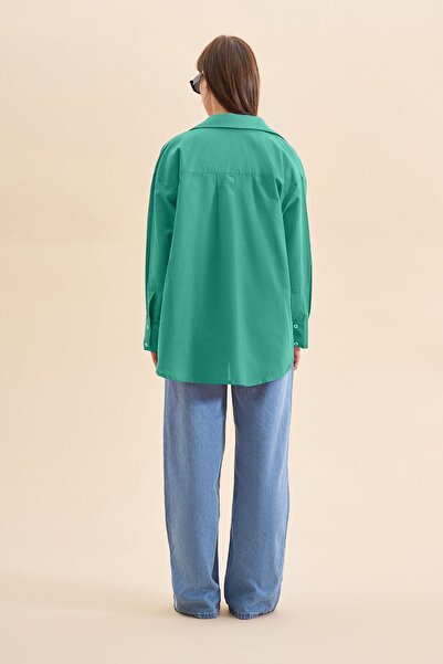 EBU Prive Зелена сорочка Oversize для жінок - органічна бавовна Benetton