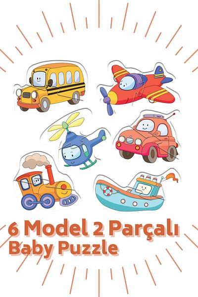 Bonkido Baby Puzzle 12 Pieces, 1 Year Old "vehicles