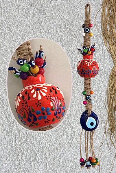 Art inside Seramik Boncuklu Kırmızı Nar Duvar Dekorasyon Objesi Dekoratif Ota...