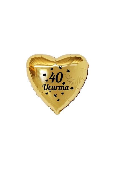 Ata Parti Dünyası ^^ "40 Flying" Themed 18Inch *Gold* Color Baby Figured Heart Foil Balloon