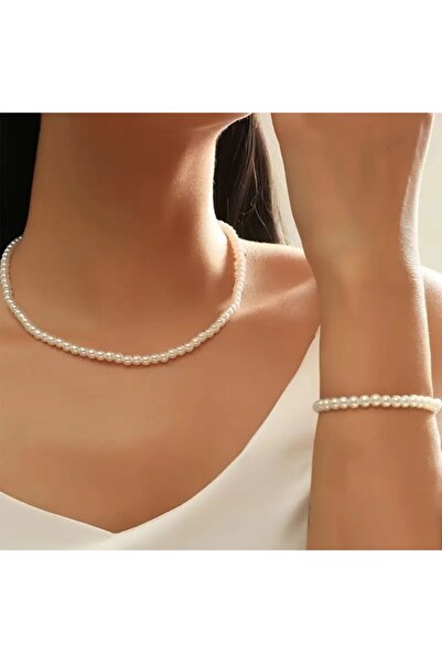 Uno Di Famiglia ZARİF İNCİ SETİ , İNCİ KOLYE  , İNCİ BİLEKLİK VİNTAGE TARZI İ...