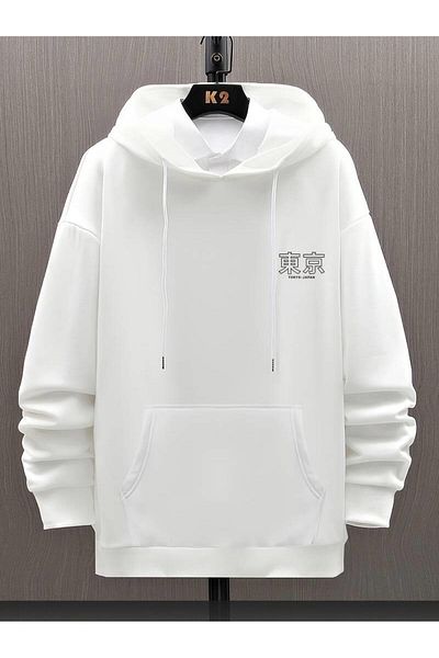 Touz Moda Φούτερ με στάμπα Tokyo με λευκή κουκούλα