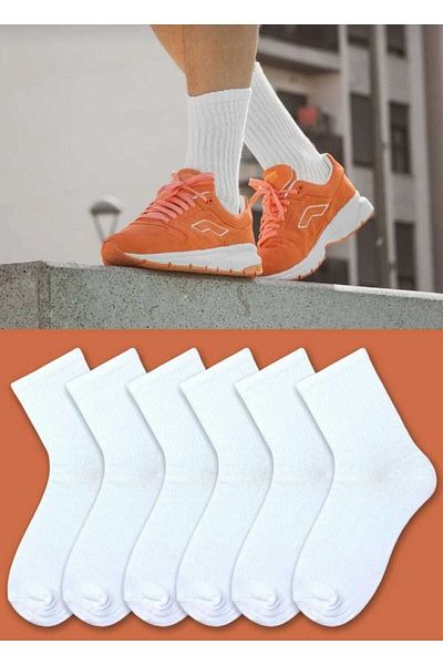 SOYTEMİZ White College Socks - 6 Pairs, Model 4003