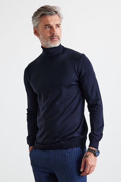 Livio Ferri Мъжки плетен пуловер с поло яка Slim Fit