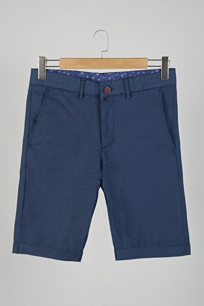 BUCADO Pantaloni scurți din bumbac și in, slim fit, bleumarin - Bărbați