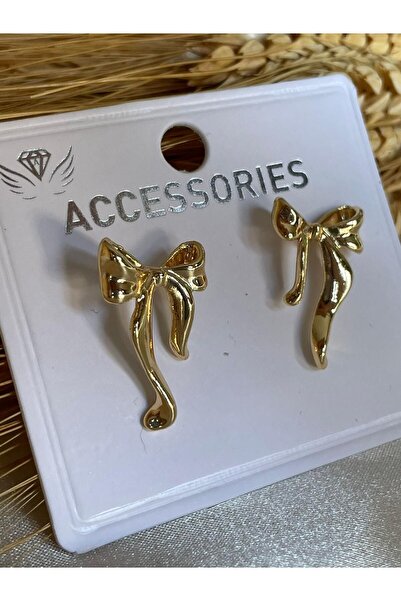 MOREPERLA Gold-Coloured Bow Earrings