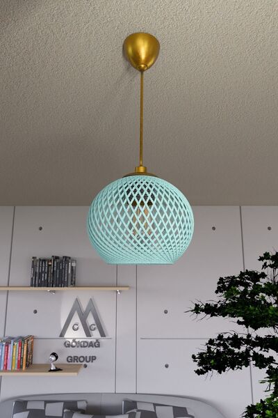 Naturel Lighting Balle Camgöbeği Sarkıt Top Avize Gold Kablo