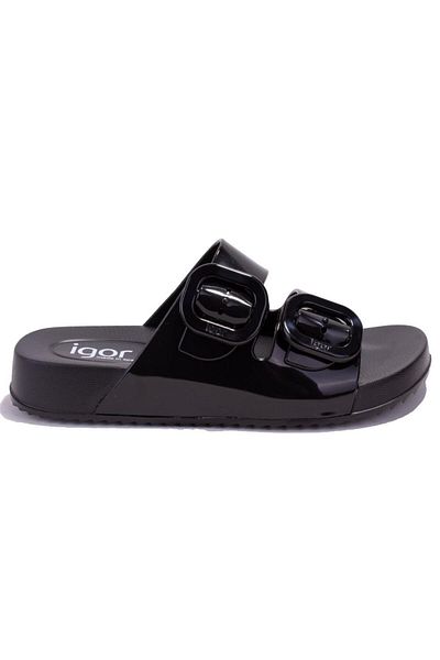 IGOR S10334 Habana Brillo Μαύρες λουστρίνι ορθοπεδικές καθημερινές γυναικείες παντόφλες