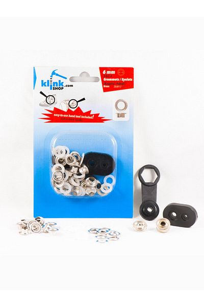 Klinkshop Size 4 Eyelet Hammer Application Apparatus and 20 Pieces 6mm Nickel Color Eyelet Kit - stainless