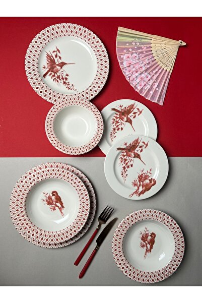 eca home Red Bird - Bonsai Yemek Seti 24 Parça