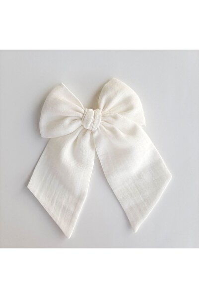 NEW BOWS BANDS Girl's Large Pinwheel Clip Hair Clip White Muslin