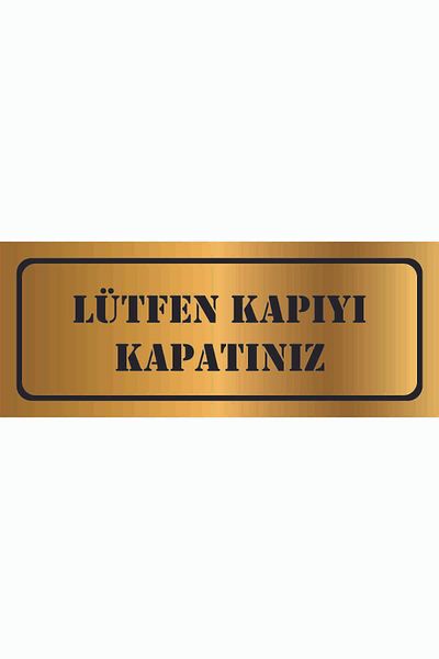GÜNEŞ LAZER لافتة توجيه زجاجية شبكية ذهبية اللون مع مرآة مكتوبة، يرجى إغلاق الباب