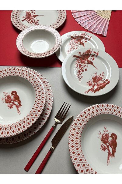eca home Red Bird - Bonsai Yemek Seti 24 Parça