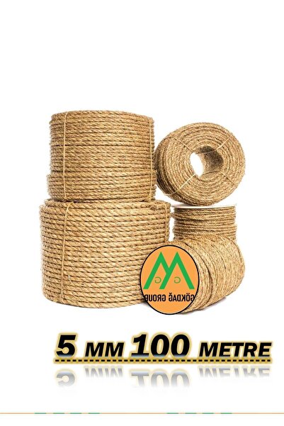 gökdağ group g g Tam Kesit 100 Metre Jüt Ip Kendir Halat 5 Mm Jut Halat-Hasır...