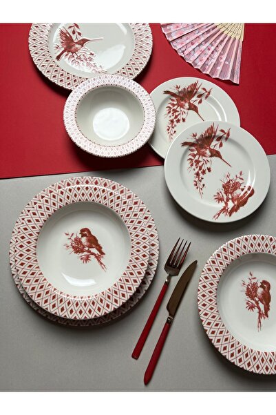 eca home Red Bird - Bonsai Yemek Seti 24 Parça